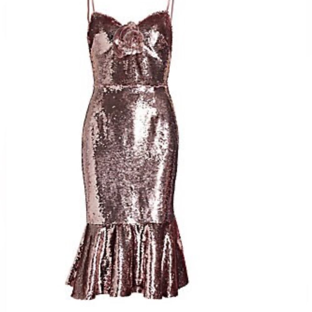 Gold Sequin Sheath Midi Dress with Sweetheart Neckline